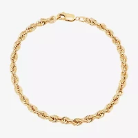 Mens 10K Gold 8 1/2 Inch Hollow Rope Chain Bracelet