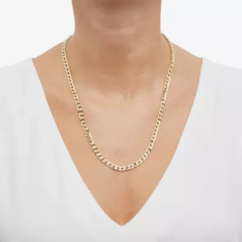 Made In Italy Mens 10K Yellow Gold 22" 6mm Semi-Solid Curb Chain Necklace