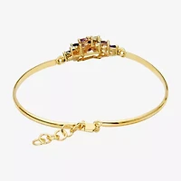 Womens Multi Color 18K Gold Over Silver Flower Bangle Bracelet