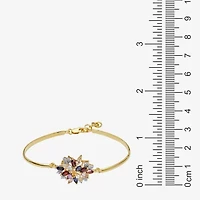 Womens Multi Color 18K Gold Over Silver Flower Bangle Bracelet