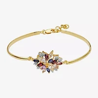 Womens Multi Color 18K Gold Over Silver Flower Bangle Bracelet