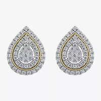 (H-I / I1) 1 CT. T.W. Lab Grown White Diamond 10K Gold 15.4mm Pear Stud Earrings