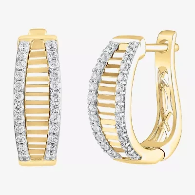 (H-I / I1) Womens 1/2 CT. T.W. Lab Grown White Diamond 10K Gold 18.1mm Hoop Earrings