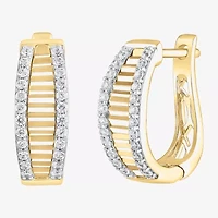 (H-I / I1) Womens 1/2 CT. T.W. Lab Grown White Diamond 10K Gold 18.1mm Hoop Earrings