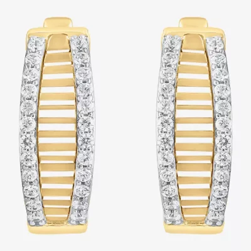 (H-I / I1) Womens 1/2 CT. T.W. Lab Grown White Diamond 10K Gold 18.1mm Hoop Earrings