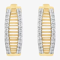 (H-I / I1) Womens 1/2 CT. T.W. Lab Grown White Diamond 10K Gold 18.1mm Hoop Earrings