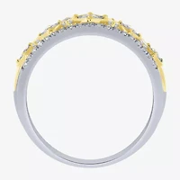 (H-I / I1) Womens 1/2 CT. T.W. Lab Grown White Diamond 10K Two Tone Gold Band