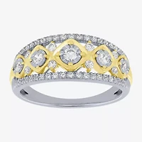 (H-I / I1) Womens 1/2 CT. T.W. Lab Grown White Diamond 10K Two Tone Gold Band
