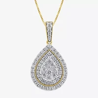 (H-I / I1) Womens 1 CT. T.W. Lab Grown White Diamond 10K Gold Pear 18 Inch Pendant Necklace