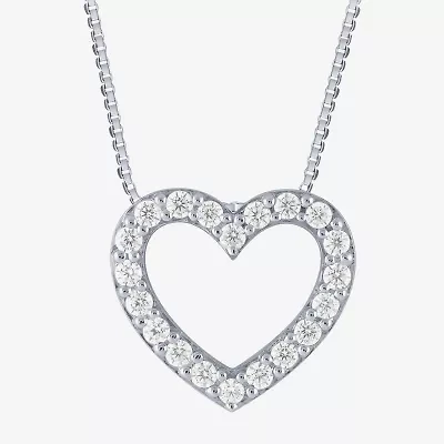 (H-I / I1) Womens 1/4 CT. T.W. Lab Grown White Diamond 10K Gold Heart 18 Inch Pendant Necklace