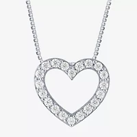 (H-I / I1) Womens 1/4 CT. T.W. Lab Grown White Diamond 10K Gold Heart 18 Inch Pendant Necklace