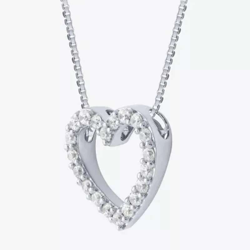 (H-I / I1) Womens 1/4 CT. T.W. Lab Grown White Diamond 10K Gold Heart 18 Inch Pendant Necklace