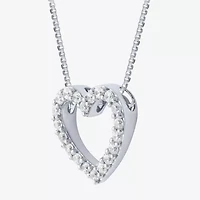 (H-I / I1) Womens 1/4 CT. T.W. Lab Grown White Diamond 10K Gold Heart 18 Inch Pendant Necklace