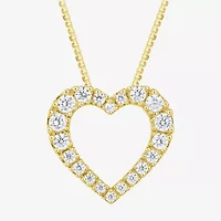 H-I / I1) Womens 1/ CT. T.W. Lab Grown White Diamond 10K Gold Heart 18 Inch Pendant Necklace