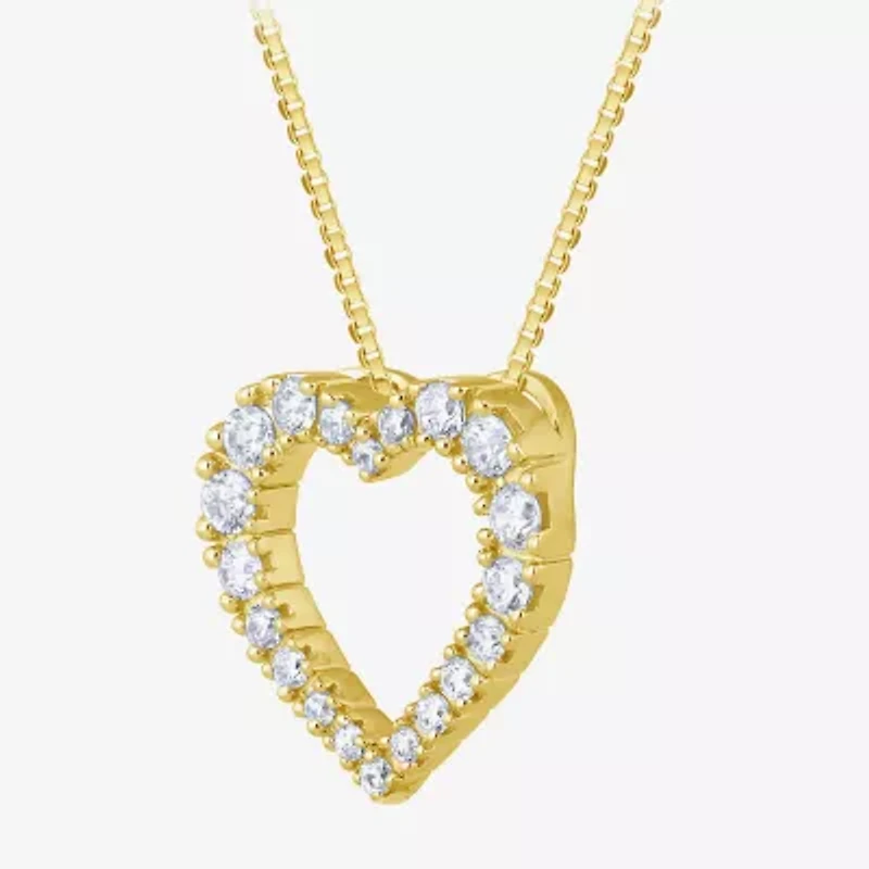 H-I / I1) Womens 1/ CT. T.W. Lab Grown White Diamond 10K Gold Heart 18 Inch Pendant Necklace