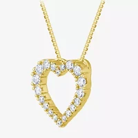 H-I / I1) Womens 1/ CT. T.W. Lab Grown White Diamond 10K Gold Heart 18 Inch Pendant Necklace
