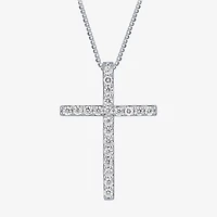 H-I / I1) Womens 1/ CT. T.W. Lab Grown White Diamond 10K Gold Cross 18 Inch Pendant Necklace