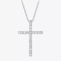 (H-I / I1) Womens 1/2 CT. T.W. Lab Grown White Diamond 10K Gold Cross 18 Inch Pendant Necklace