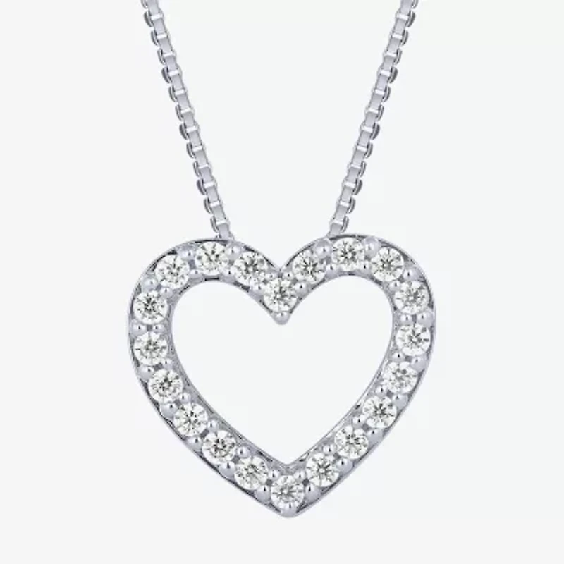 (H-I / I1) Womens 1/2 CT. T.W. Lab Grown White Diamond 10K Gold Heart 18 Inch Pendant Necklace