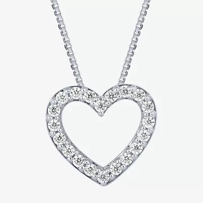 (H-I / I1) Womens 1/2 CT. T.W. Lab Grown White Diamond 10K Gold Heart 18 Inch Pendant Necklace