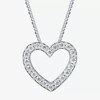 (H-I / I1) Womens 1/2 CT. T.W. Lab Grown White Diamond 10K Gold Heart 18 Inch Pendant Necklace