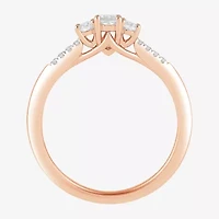 Love Lives Forever (H-I / Si2) Womens 1/2 CT. T.W. Lab Grown White Diamond 10K or 14K Gold Oval Side Stone 3-Stone Engagement Ring