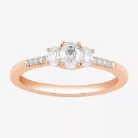 Love Lives Forever (H-I / Si2) Womens 1/2 CT. T.W. Lab Grown White Diamond 10K or 14K Gold Oval Side Stone 3-Stone Engagement Ring