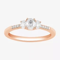 Love Lives Forever (H-I / Si2) Womens 1/2 CT. T.W. Lab Grown White Diamond 10K or 14K Gold Oval Side Stone 3-Stone Engagement Ring
