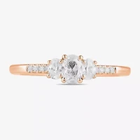 Love Lives Forever (H-I / Si2) Womens 1/2 CT. T.W. Lab Grown White Diamond 10K or 14K Gold Oval Side Stone 3-Stone Engagement Ring