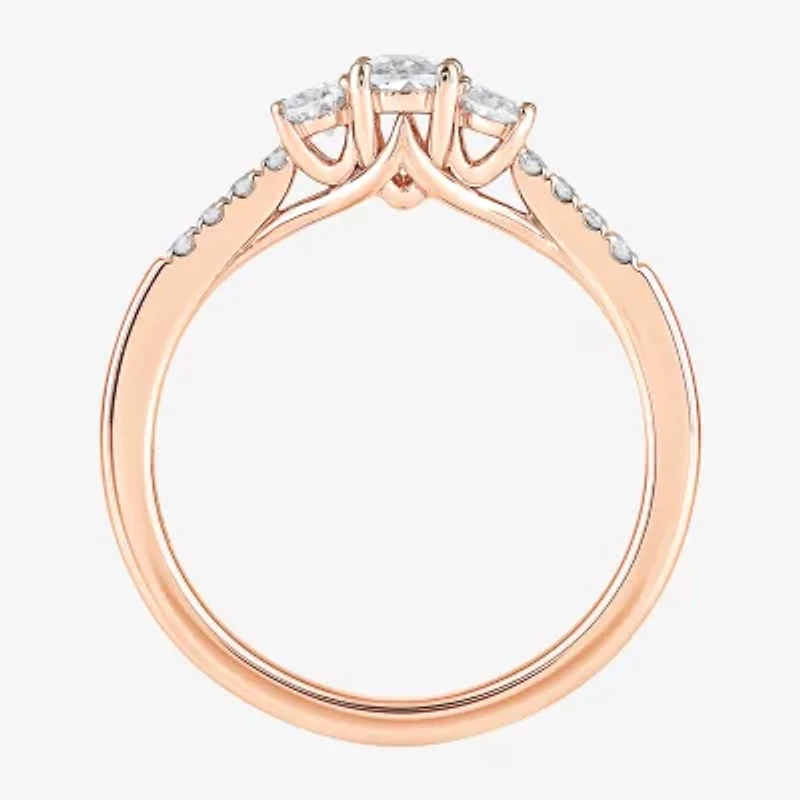 Love Lives Forever 3/4 CT.T.W. (H-I / SI2) Lab-Grown Oval Diamond 3-Stone Side Stone Engagement Ring 10K or 14K Gold