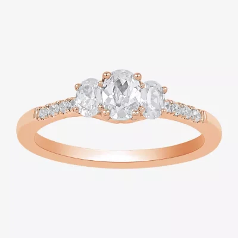Love Lives Forever 3/4 CT.T.W. (H-I / SI2) Lab-Grown Oval Diamond 3-Stone Side Stone Engagement Ring 10K or 14K Gold