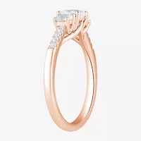 Love Lives Forever (H-I / Si2) Womens CT. T.W. Lab Grown White Diamond 10K Gold Oval Side Stone 3-Stone Engagement Ring