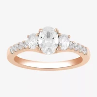 Love Lives Forever (H-I / Si2) Womens 1 1/2 CT. T.W. Lab Grown White Diamond 10K Gold Oval Side Stone 3-Stone Engagement Ring