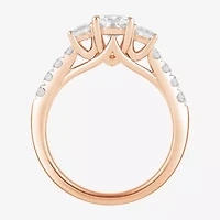 Love Lives Forever (H-I / Si2) Womens 2 CT. T.W. Lab Grown White Diamond 10K Gold Oval Side Stone 3-Stone Engagement Ring
