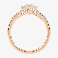 Love Lives Forever (H-I / Si2) Womens / CT. T.W. Lab Grown White Diamond 10K Gold Side Stone 3-Stone Engagement Ring