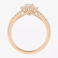 Love Lives Forever (H-I / Si2) Womens 3/ CT. T.W. Lab Grown White Diamond 10K Gold Side Stone 3-Stone Engagement Ring