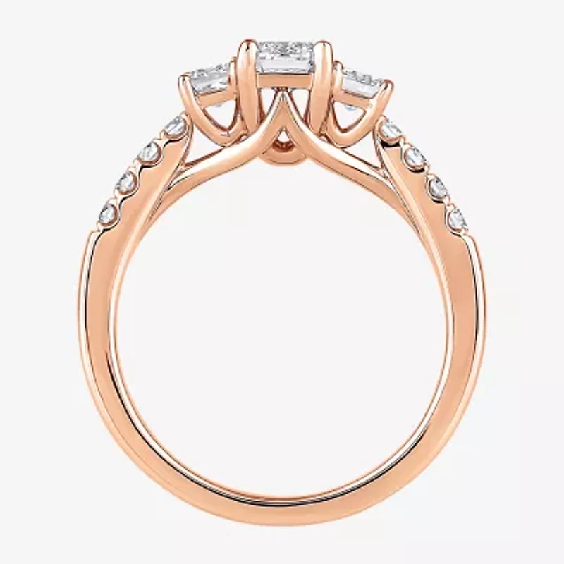 Love Lives Forever (H-I / Si2) Womens 1 1/2 CT. T.W. Lab Grown White Diamond 10K Gold Side Stone 3-Stone Engagement Ring