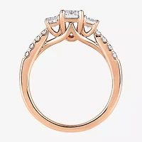Love Lives Forever (H-I / Si2) Womens 1 1/2 CT. T.W. Lab Grown White Diamond 10K Gold Side Stone 3-Stone Engagement Ring