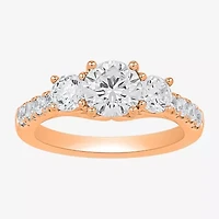 Love Lives Forever (H-I / Si2) Womens 1/2 CT. T.W. Lab Grown White Diamond 10K Gold Round Side Stone 3-Stone Engagement Ring