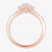 Love Lives Forever (H-I / Si2) Womens 3/4 CT. T.W. Lab Grown White Diamond 10K Gold Round Side Stone 3-Stone Engagement Ring
