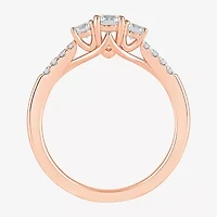 Love Lives Forever (H-I / Si2) Womens 1 CT. T.W. Lab Grown White Diamond 10K Gold Round Side Stone 3-Stone Engagement Ring