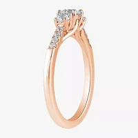 Love Lives Forever (H-I / Si2) Womens 1 CT. T.W. Lab Grown White Diamond 10K White Gold Round Side Stone 3-Stone Engagement Ring