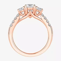 Love Lives Forever (H-I / Si2) Womens 2 CT. T.W. Lab Grown White Diamond 10K Gold Round Side Stone 3-Stone Engagement Ring