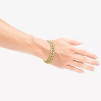Mens 10K Gold 8 1/2 Inch Semisolid Curb Chain Bracelet
