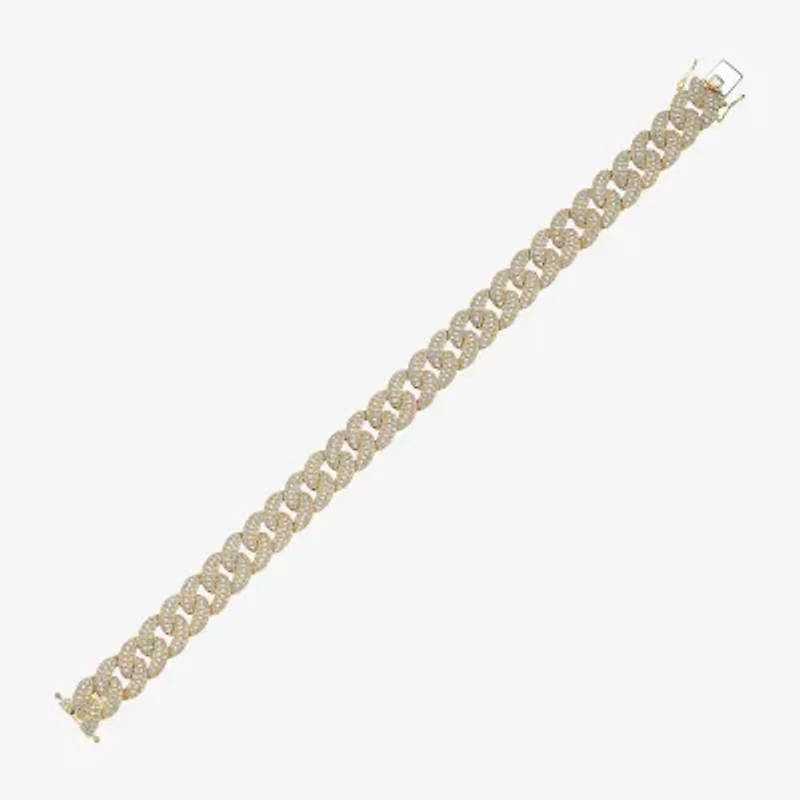 Mens 10K Gold 8 1/2 Inch Semisolid Curb Chain Bracelet