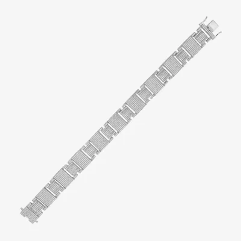 Mens 10K White Gold Semisolid 8 1/2 Inch Link Bracelet