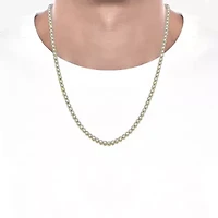 Mens White Diamond 10K Gold 24 Inch Tennis Necklace