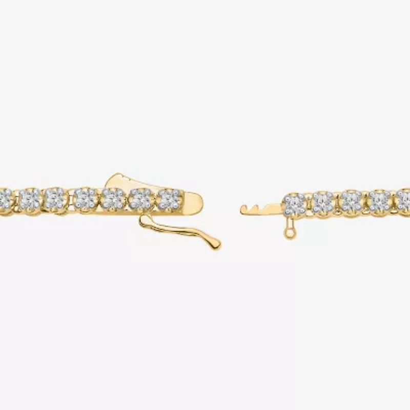 Mens White Diamond 10K Gold 24 Inch Tennis Necklace