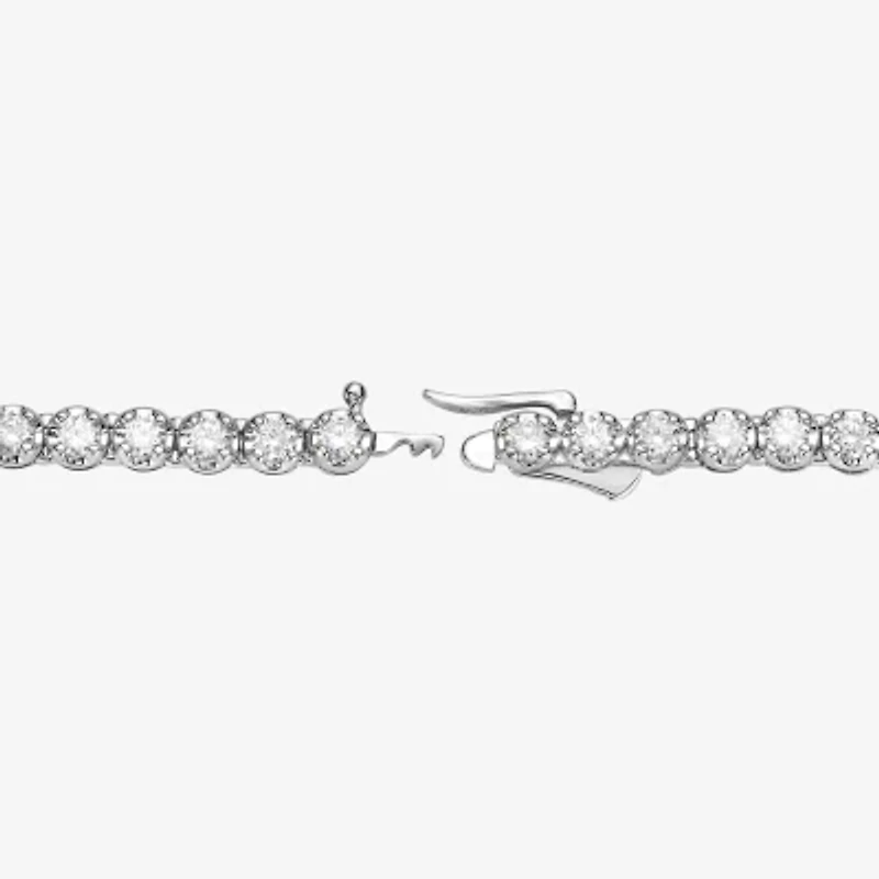 Mens White Diamond 10K White Gold 20 Inch Tennis Necklace
