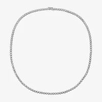 Mens White Diamond 10K White Gold 20 Inch Tennis Necklace